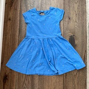 Charming Blue Kids Dress with Subtle Pink Details